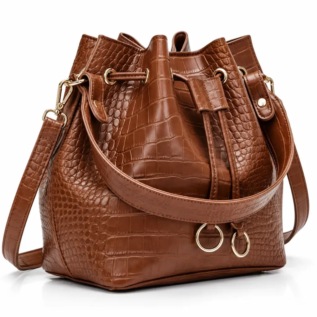 Textured Black  Croco Potli Bag